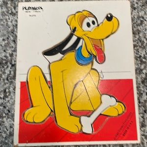 Vintage 1970s Wood PLAYSKOOL WALT Disney PLUTO 7-Piece PUZZLE 190-04 Made USA
